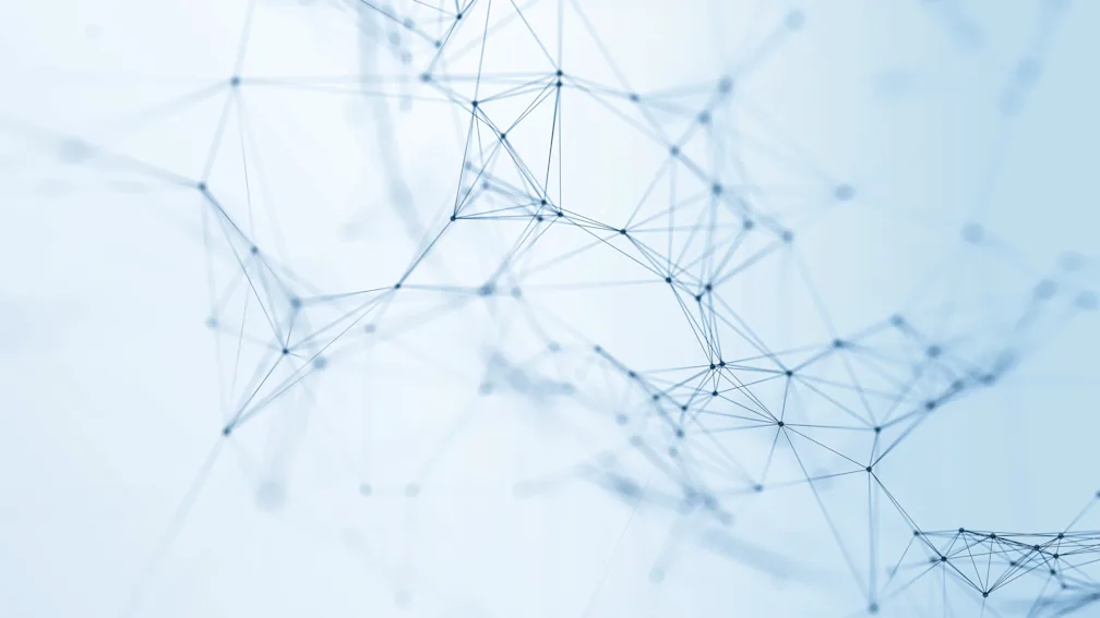 Modern data center with illuminated servers for data storage and processing.