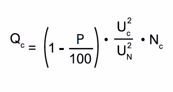 Berechnungsformel für die Blindleistung Qc mit Spannung und Verlustfaktor